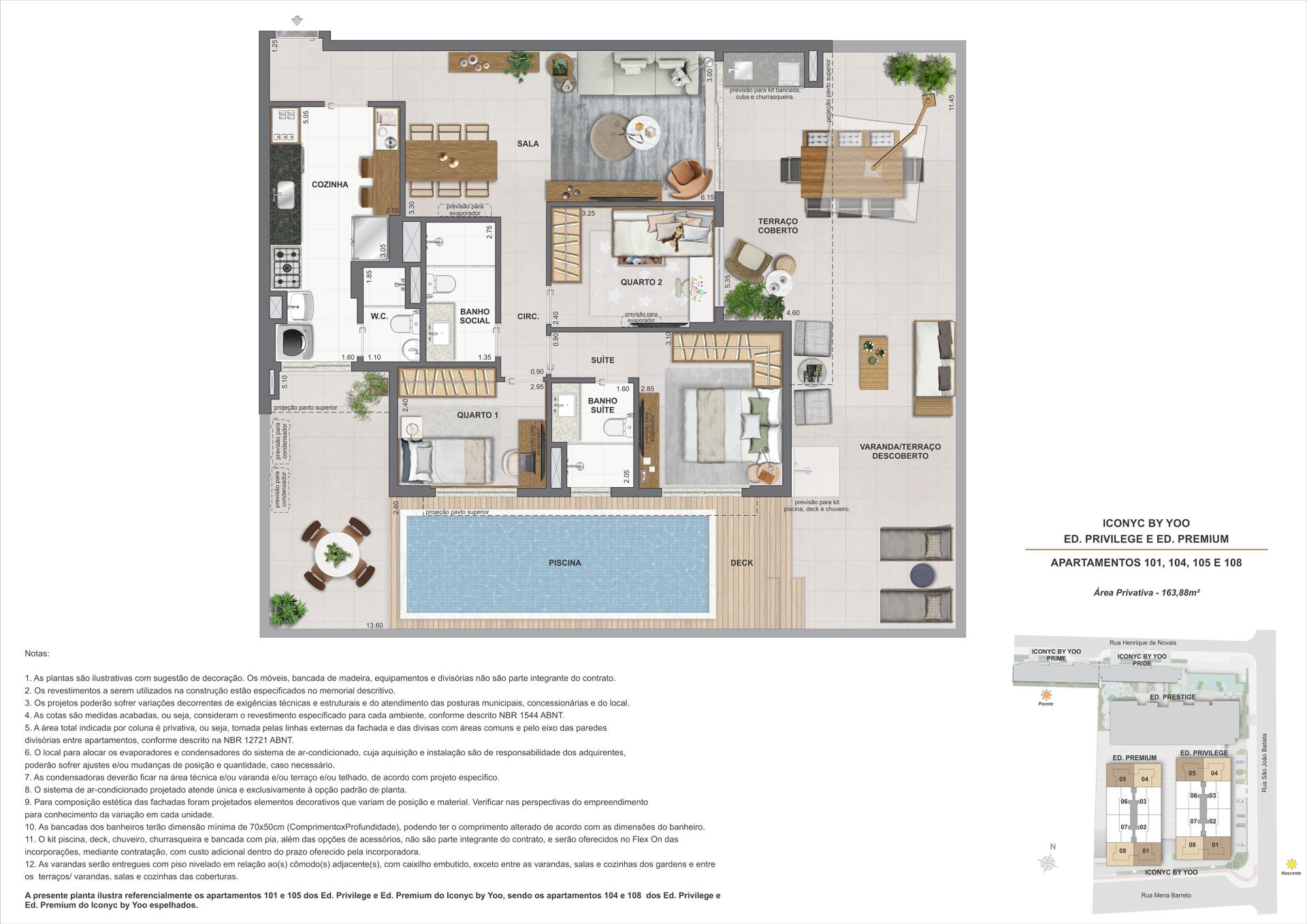 Garden 3 quartos - 1° andar - 163m²