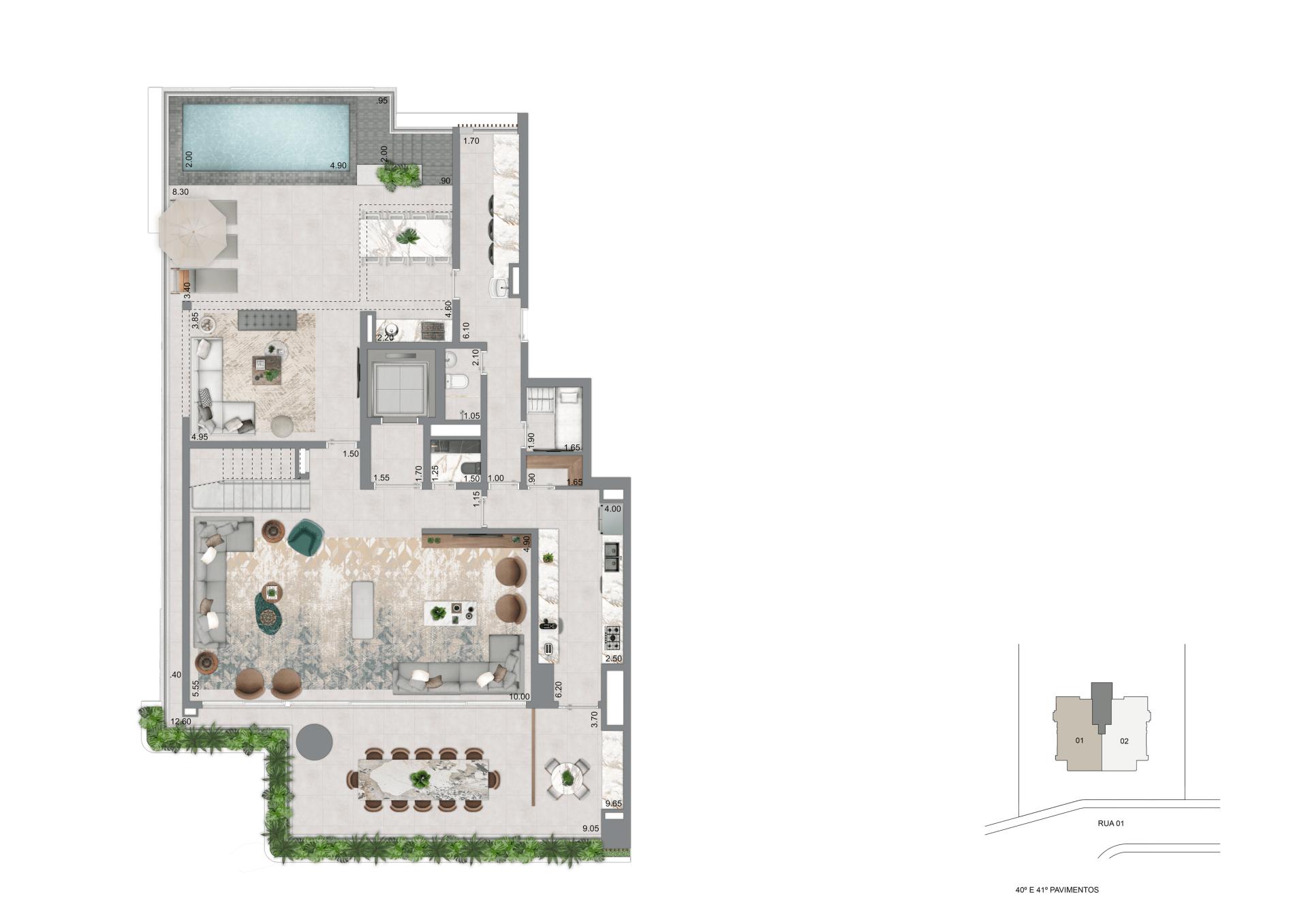 Planta Duplex Inferior - 438 m²