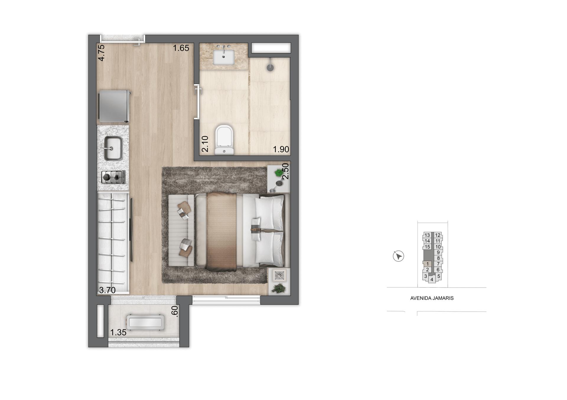 Planta NR 21,50m²