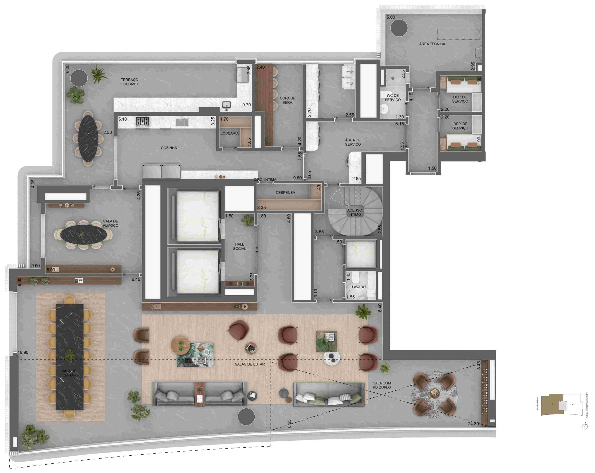Planta duplex inferior 789m2