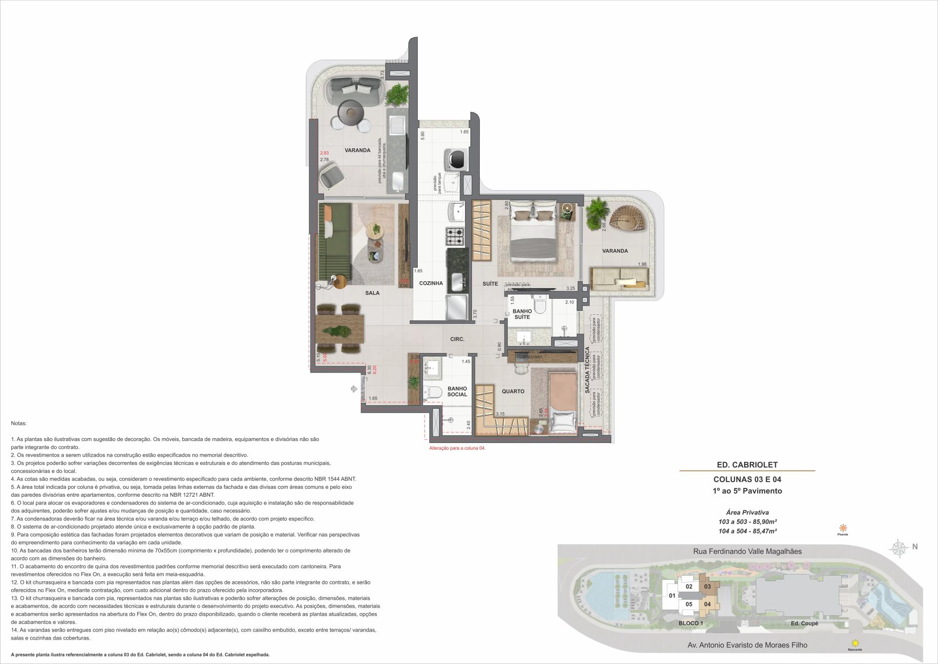 ED. CABRIOLET - COLUNA 03 E 04 PAV. 1º E 5º.