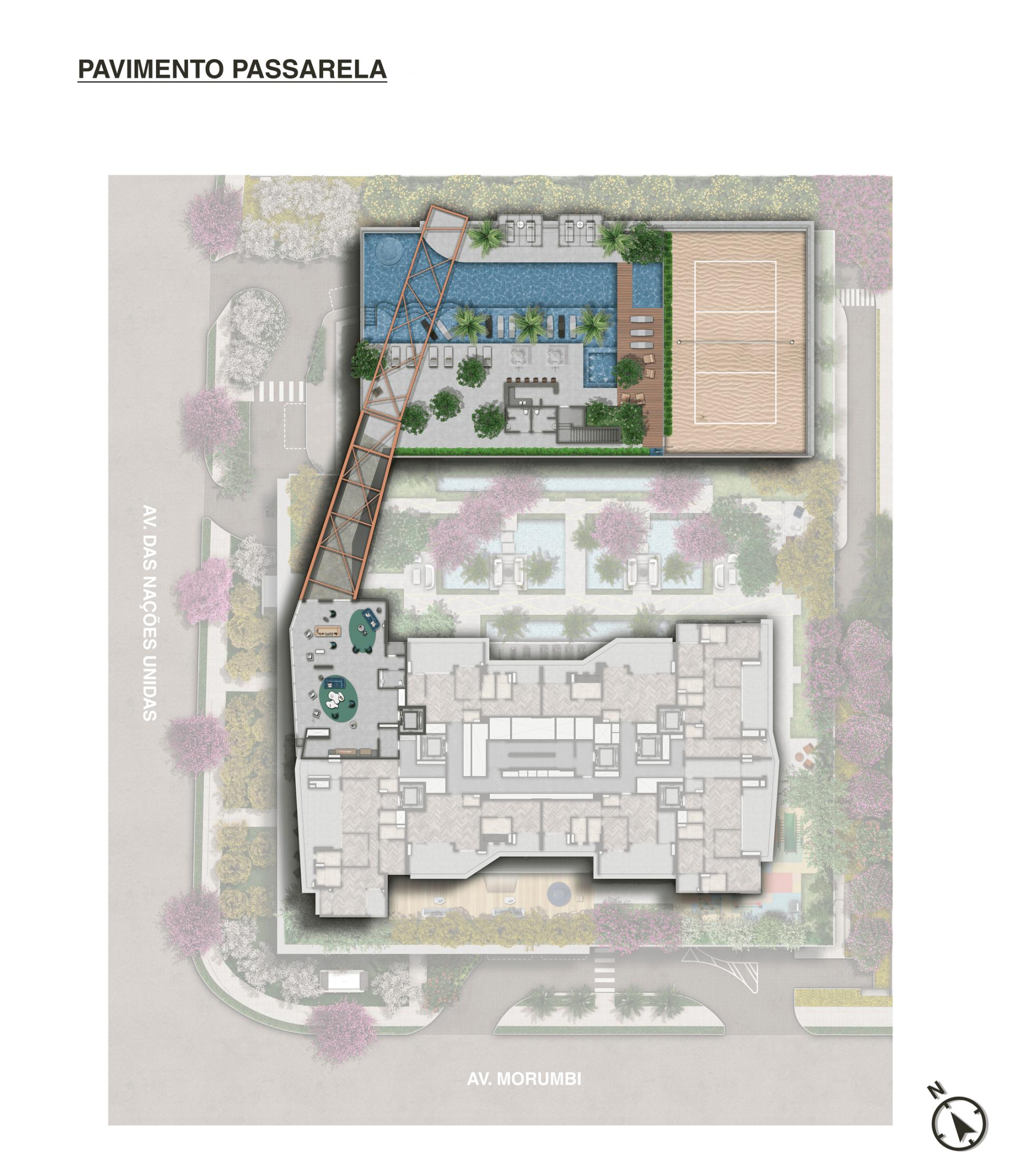 Implantação Lazer Elevado e Skybridge | 11º pavimento