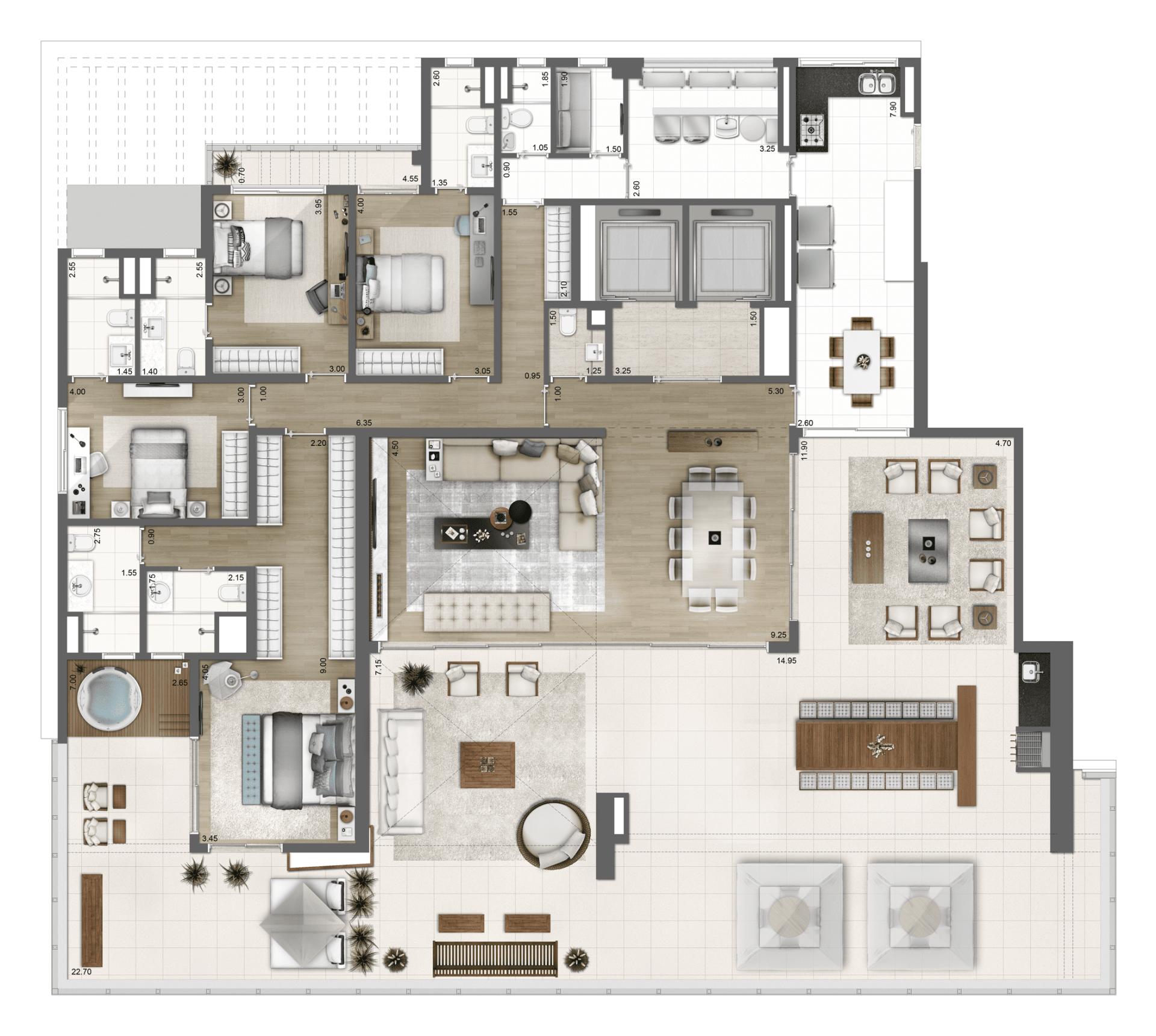 Planta-tipo 403 m² 