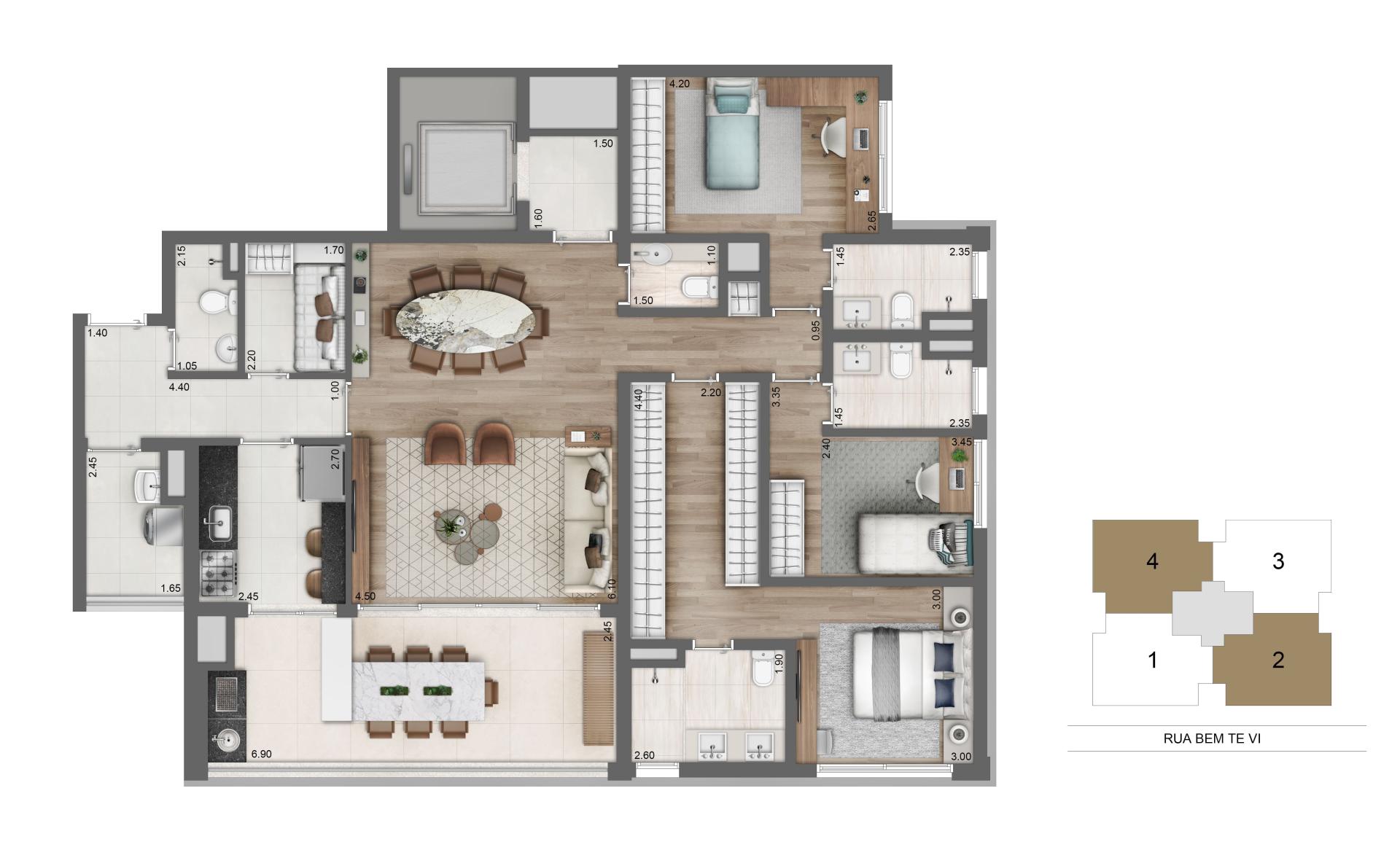 Planta Padrão 148m²