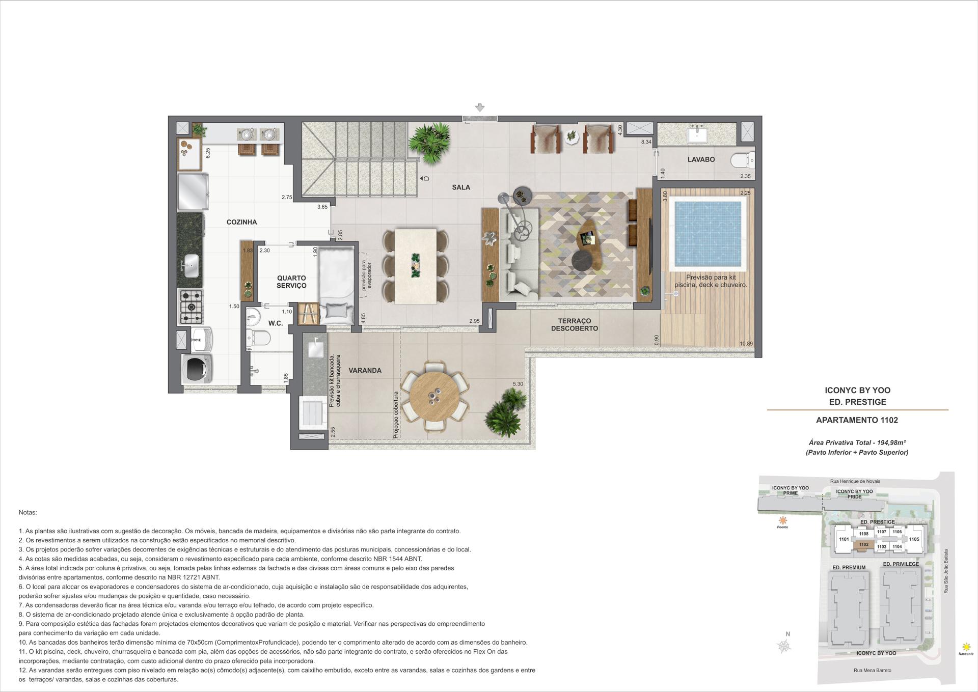 Cobertura duplex - 11° andar - 195m²