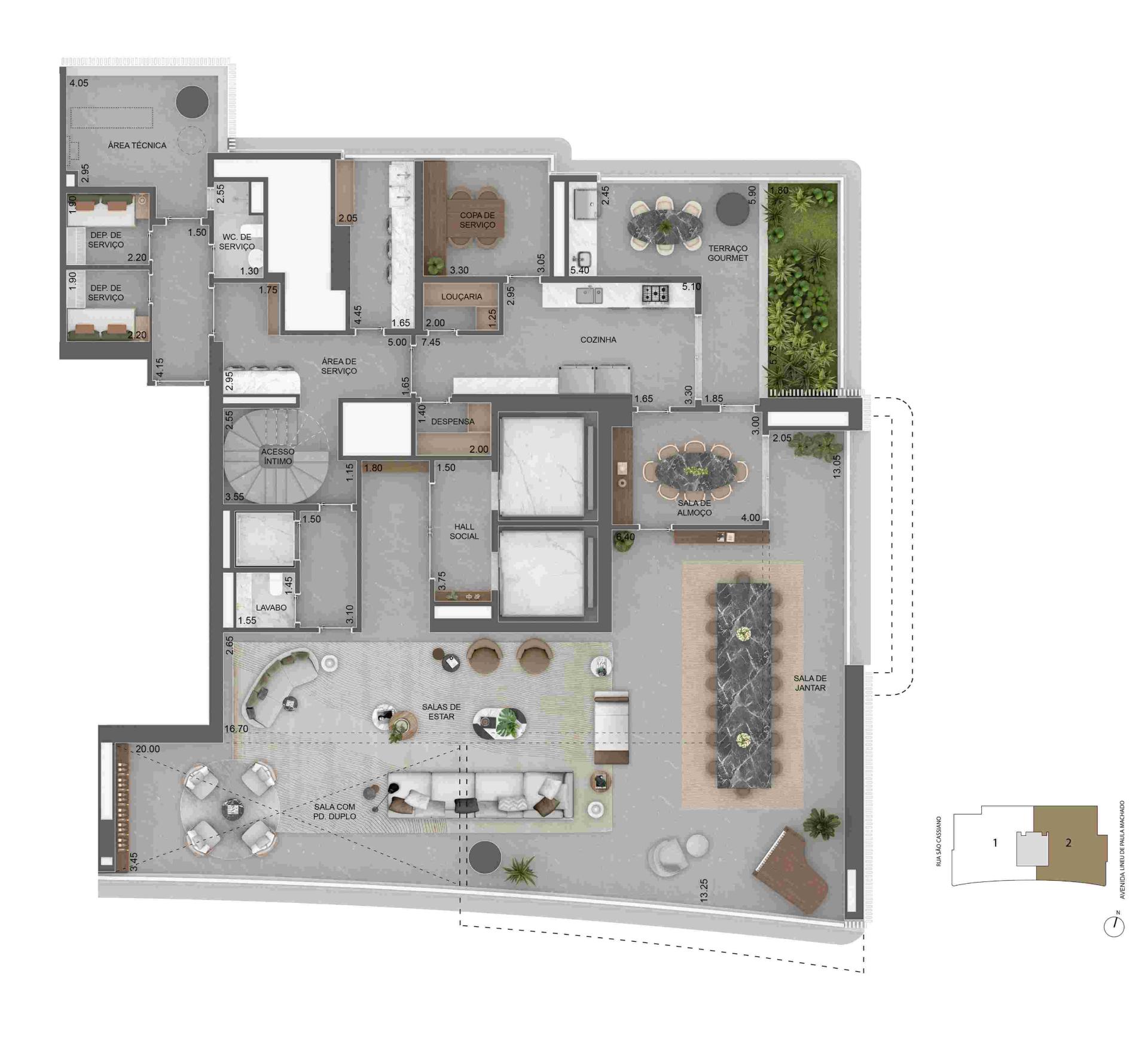 Planta duplex inferior 717m2