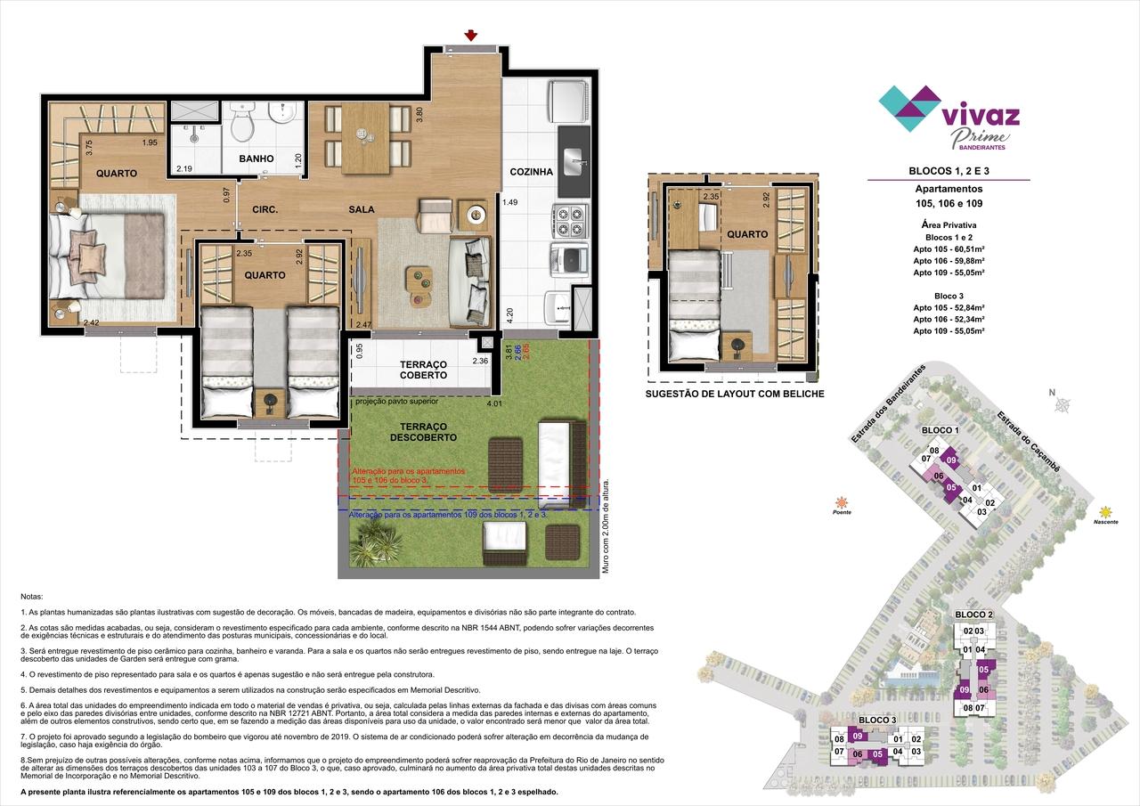 Vivaz Prime Bandeirantes - Área Privativa 52,34m²
