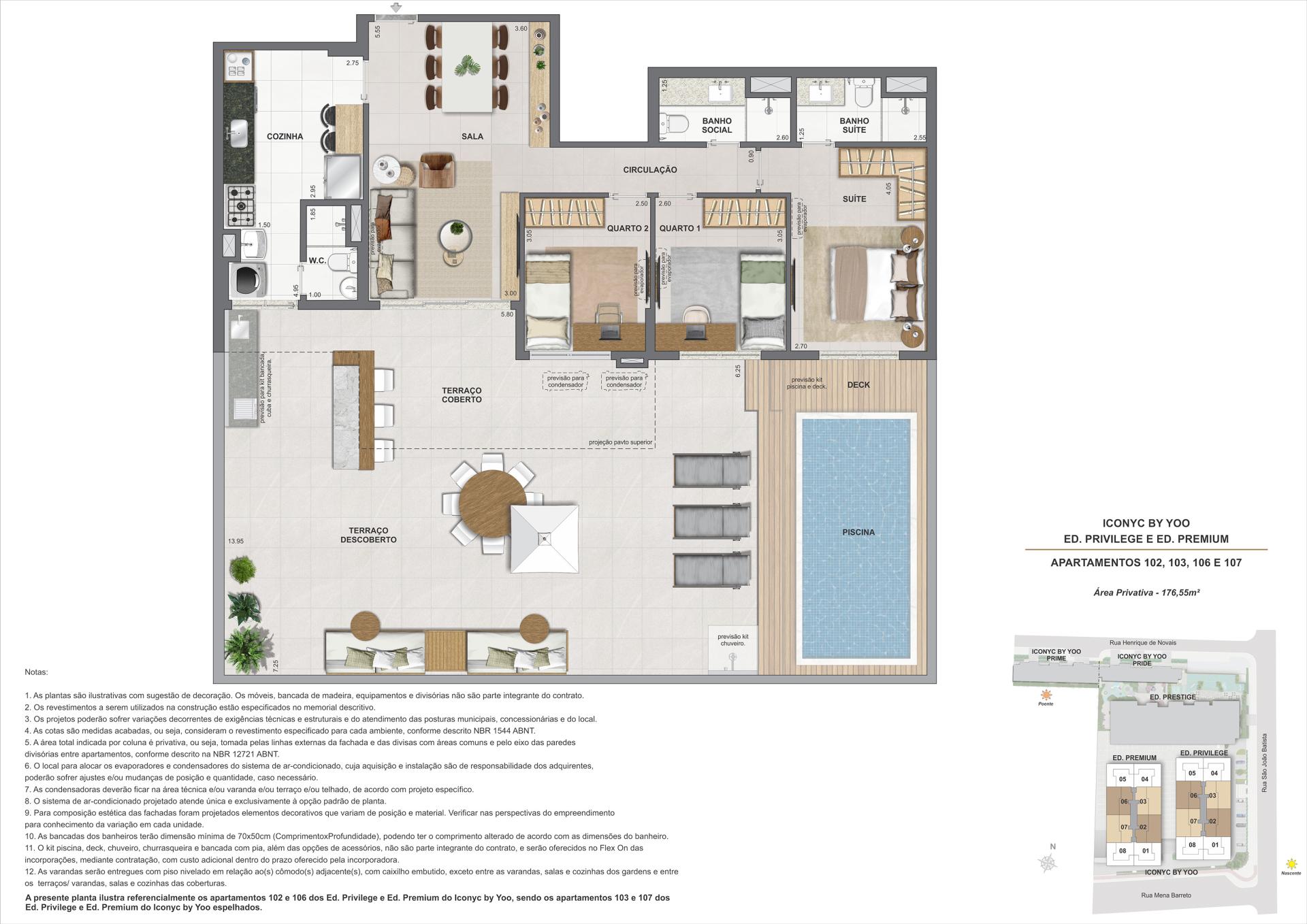Garden 3 quartos - 1° andar - 176m²