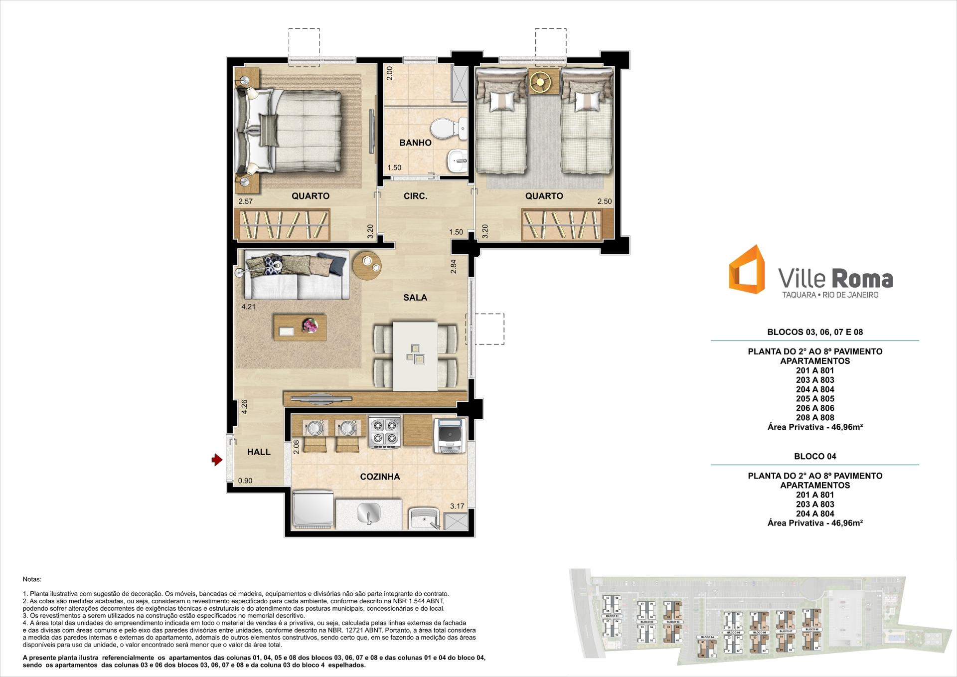 Área Privativa  46,96m²