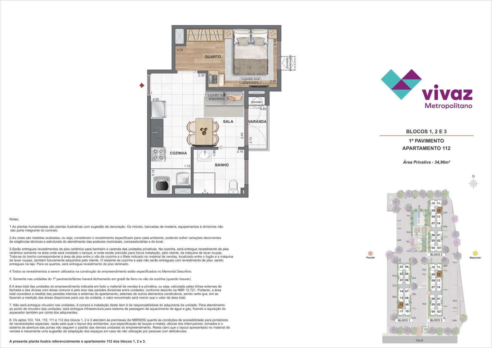 Área Privativa   34,96m²
