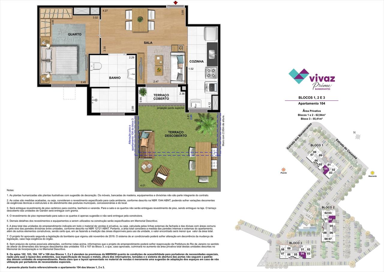 Vivaz Prime Bandeirantes - Área Privativa 55,41m²