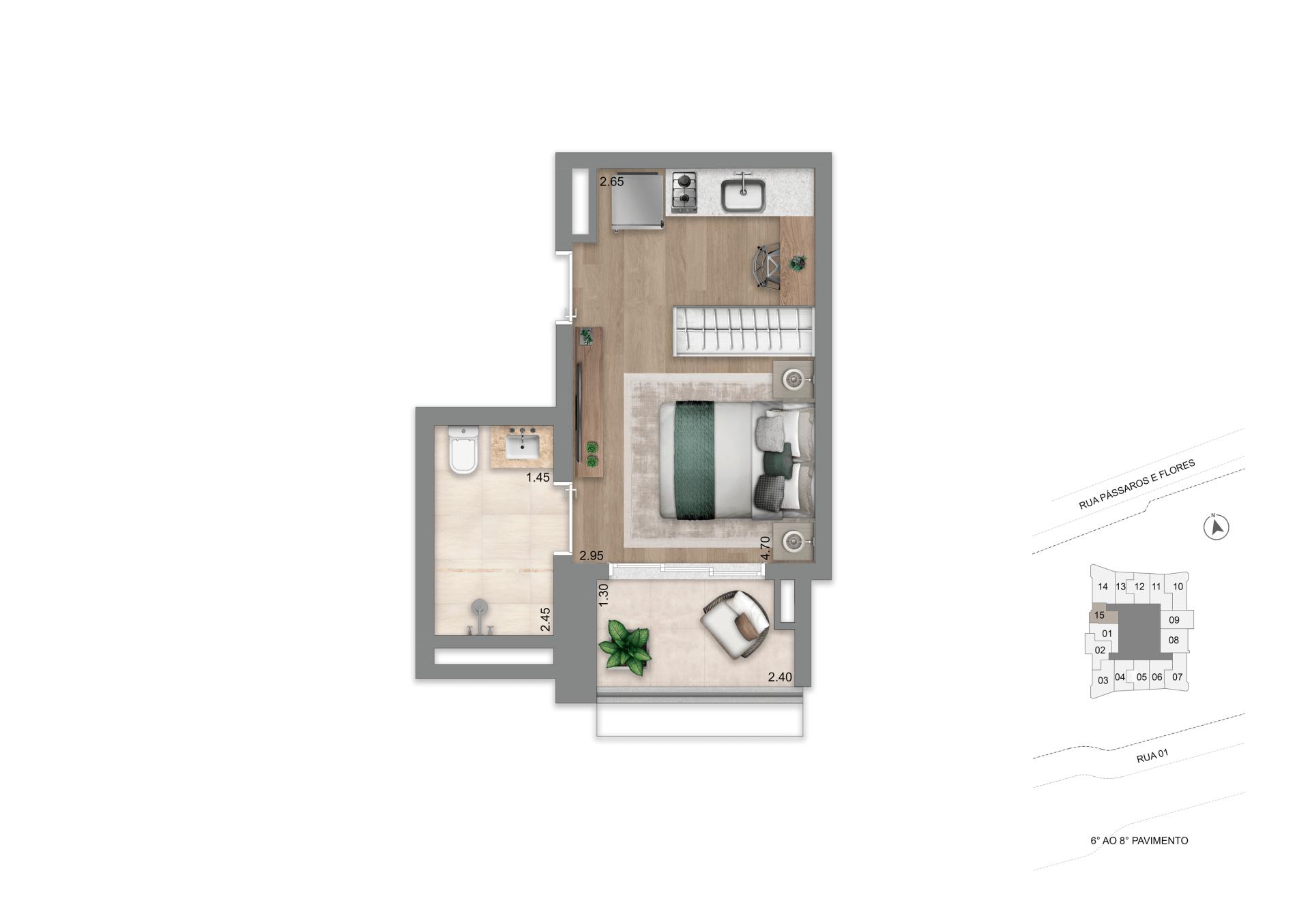 Planta Padrão 26 m² l Studio